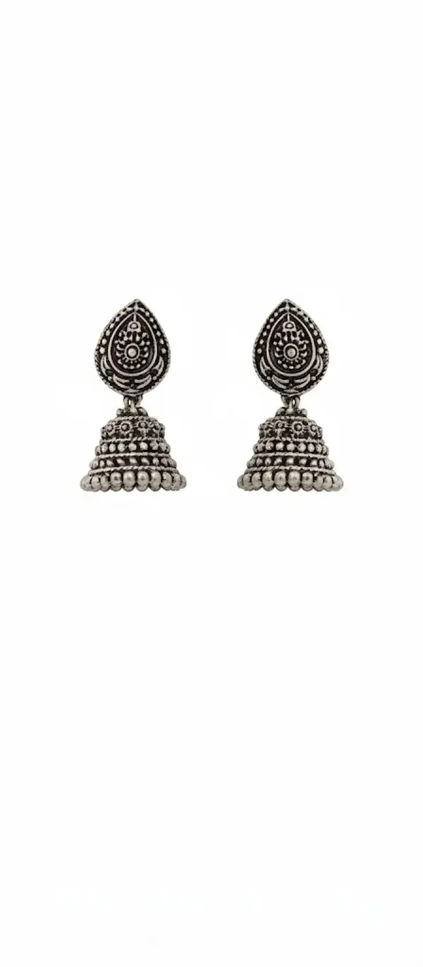 Silver_Oxidised_Jhumka_Earrings_for_Women_-_Pack_of_2