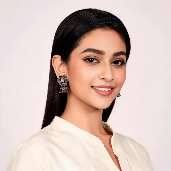 Silver_Floral_Jhumka_Earrings_for_Women_-_Pack_of_2
