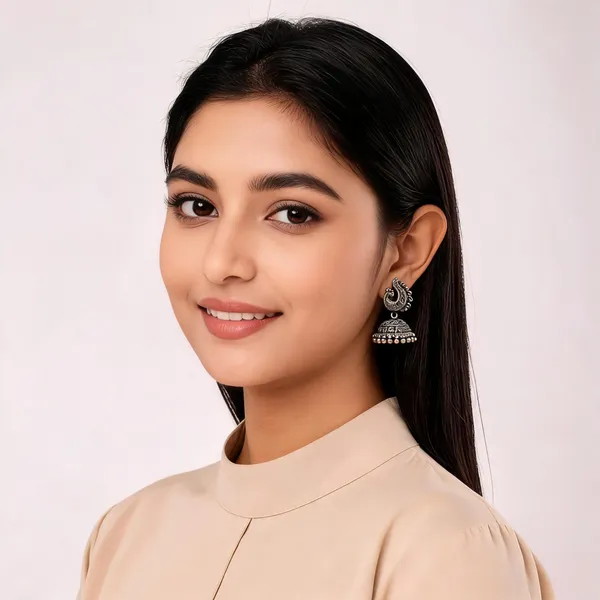 Silver_Oxidised_Peacock_Jhumka_Earrings_for_Women_-_Pack_of_2