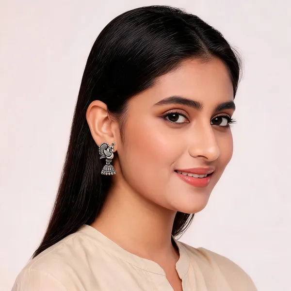 Silver-Tone_Oxidised_Peacock_Jhumka_Earrings_for_Women_-_Pack_of_2