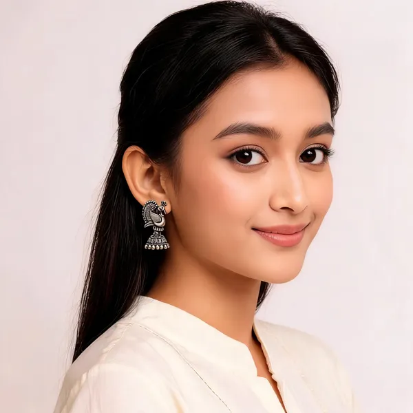 Silver-Tone_Oxidised_Peacock_Jhumka_Earrings_for_Women_-_Pack_of_2