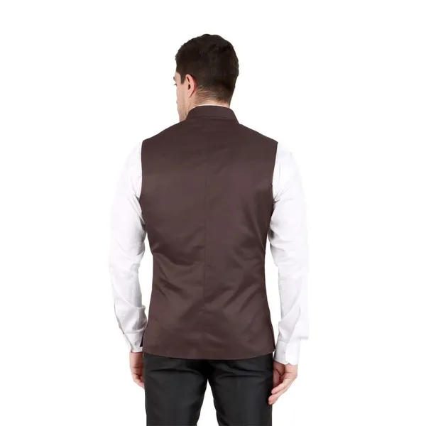 Gracyshade_Men’S_Nehru/Modi_Jacket_(Waistcoat)_Along-With_Inner_Pocket_-_Premium_Cotton_Fabric_With_Polyester_Lining,_Sleeveless_Regular_Fit_For_Festivals_And_Casuals_-_Dark_Brown_-_34