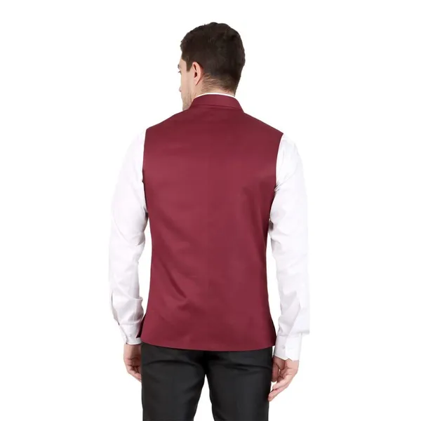Gracyshade_Men’S_Nehru/Modi_Jacket_(Waistcoat)_Along-With_Inner_Pocket_-_Premium_Cotton_Fabric_With_Polyester_Lining,_Sleeveless_Regular_Fit_For_Festivals_And_Casuals_-_Dark_Maroon_-_34
