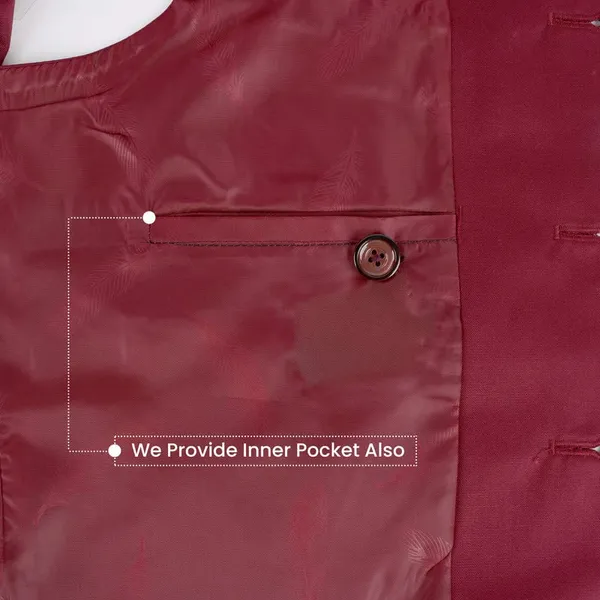 Gracyshade_Men’S_Nehru/Modi_Jacket_(Waistcoat)_Along-With_Inner_Pocket_-_Premium_Cotton_Fabric_With_Polyester_Lining,_Sleeveless_Regular_Fit_For_Festivals_And_Casuals_-_Dark_Maroon_-_34