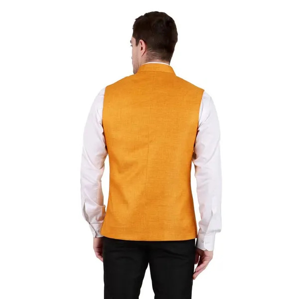 Gracyshade_Men’S_Nehru/Modi_Jacket_(Waistcoat)_Along-With_Inner_Pocket_-_Premium_Jute_Fabric_Lining,_Stylish_Sleeveless_Regular_Fit_Waistcoat_For_Festive,_Casual,_Or_Occasional_-_Mustard_-_34