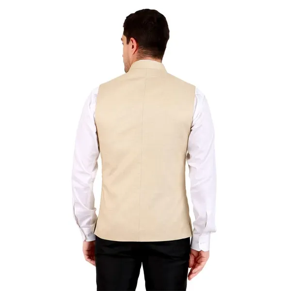Gracyshade_Men’S_Nehru/Modi_Jacket_(Waistcoat)_Along-With_Inner_Pocket_-_Premium_Jute_Fabric_Lining,_Stylish_Sleeveless_Regular_Fit_Waistcoat_For_Festive,_Casual,_Or_Occasional_-_Fawn_-_34