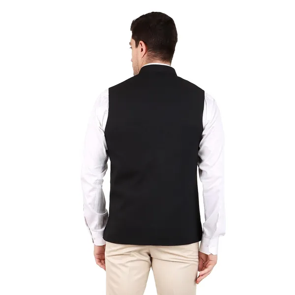 Gracyshade_Men’S_Nehru/Modi_Jacket_(Waistcoat)_Along-With_Inner_Pocket_-_Premium_Matty_Fabric_With_Polyester_Lining,_Stylish_Sleeveless_Regular_Fit_Waistcoat_For_Festivals_Or_Casuals_-_Black_-_34