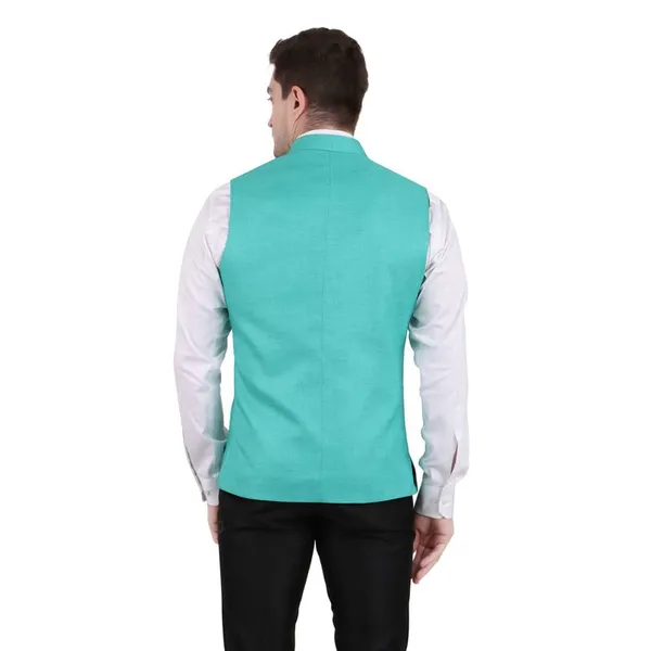 Gracyshade_Men’S_Nehru/Modi_Jacket_(Waistcoat)_Along-With_Inner_Pocket_-_Premium_Jute_Fabric_Lining,_Stylish_Sleeveless_Regular_Fit_Waistcoat_For_Festive,_Casual,_Or_Occasional_-_Sea_Green_-_34