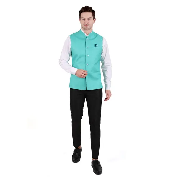 Gracyshade_Men’S_Nehru/Modi_Jacket_(Waistcoat)_Along-With_Inner_Pocket_-_Premium_Jute_Fabric_Lining,_Stylish_Sleeveless_Regular_Fit_Waistcoat_For_Festive,_Casual,_Or_Occasional_-_Sea_Green_-_34