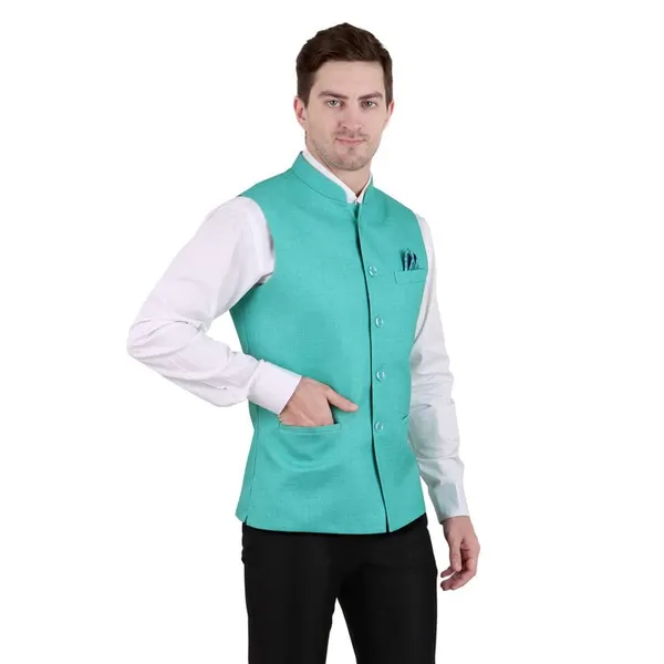 Gracyshade_Men’S_Nehru/Modi_Jacket_(Waistcoat)_Along-With_Inner_Pocket_-_Premium_Jute_Fabric_Lining,_Stylish_Sleeveless_Regular_Fit_Waistcoat_For_Festive,_Casual,_Or_Occasional_-_Sea_Green_-_34