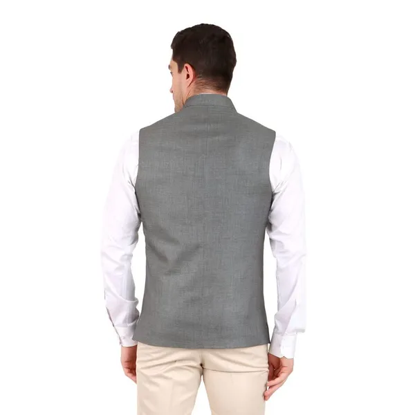 Gracyshade_Men’S_Nehru/Modi_Jacket_(Waistcoat)_Along-With_Inner_Pocket_-_Premium_Jute_Fabric_Lining,_Stylish_Sleeveless_Regular_Fit_Waistcoat_For_Festive,_Casual,_Or_Occasional_-_Grey_-_34