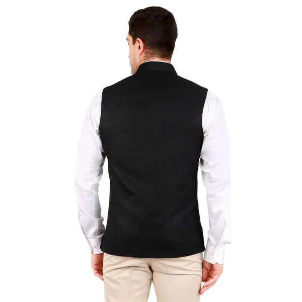 Gracyshade_Men’S_Nehru/Modi_Jacket_(Waistcoat)_Along-With_Inner_Pocket_-_Premium_Cotton_Fabric_With_Polyester_Lining,_Sleeveless_Regular_Fit_For_Festivals_And_Casuals_-_Black_-_34