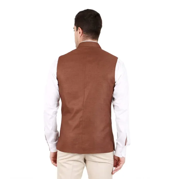 Gracyshade_Men’S_Nehru/Modi_Jacket_(Waistcoat)_Along-With_Inner_Pocket_-_Premium_Jute_Fabric_Lining,_Stylish_Sleeveless_Regular_Fit_Waistcoat_For_Festive,_Casual,_Or_Occasional_-_Dark_Fawn_-_34