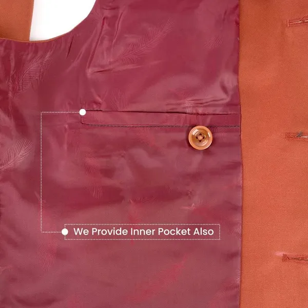 Gracyshade_Men’S_Nehru/Modi_Jacket_(Waistcoat)_Along-With_Inner_Pocket_-_Premium_Cotton_Fabric_With_Polyester_Lining,_Sleeveless_Regular_Fit_For_Festivals_And_Casuals_-_Rust_-_34