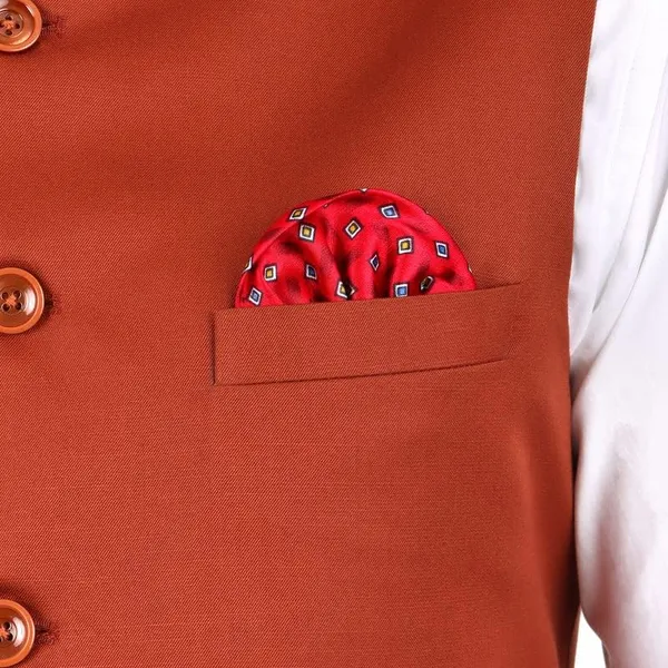 Gracyshade_Men’S_Nehru/Modi_Jacket_(Waistcoat)_Along-With_Inner_Pocket_-_Premium_Cotton_Fabric_With_Polyester_Lining,_Sleeveless_Regular_Fit_For_Festivals_And_Casuals_-_Rust_-_34
