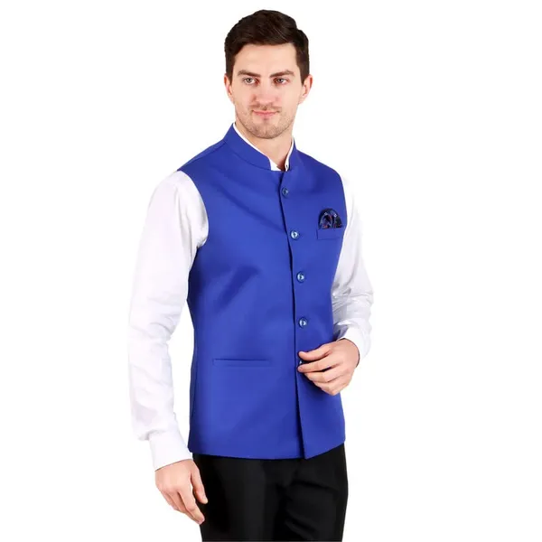 Gracyshade_Men’S_Nehru/Modi_Jacket_(Waistcoat)_Along-With_Inner_Pocket_-_Premium_Cotton_Fabric_With_Polyester_Lining,_Sleeveless_Regular_Fit_For_Festivals_And_Casuals_-_Royal_Blue_-_34