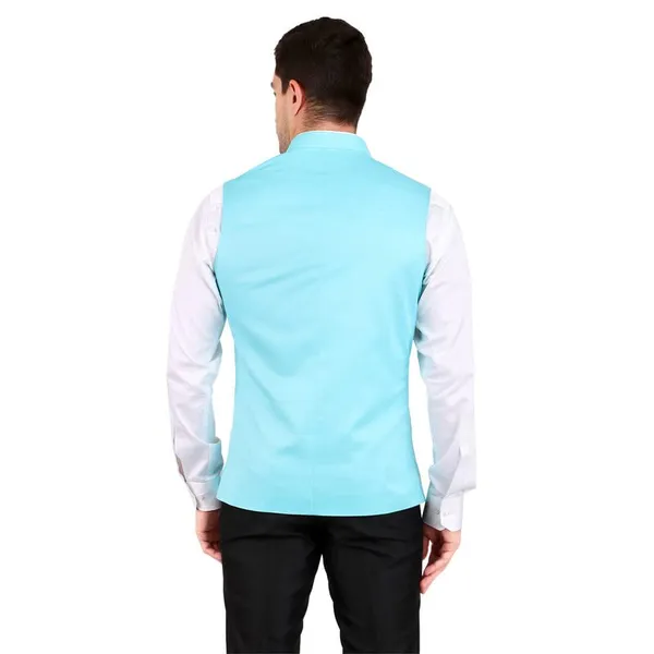 Gracyshade_Men’S_Nehru/Modi_Jacket_(Waistcoat)_Along-With_Inner_Pocket_-_Premium_Cotton_Fabric_With_Polyester_Lining,_Sleeveless_Regular_Fit_For_Festivals_And_Casuals_-_Sky_Blue_-_34
