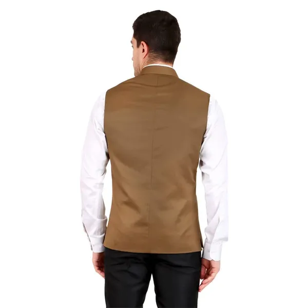 Gracyshade_Men’S_Nehru/Modi_Jacket_(Waistcoat)_Along-With_Inner_Pocket_-_Premium_Cotton_Fabric_With_Polyester_Lining,_Sleeveless_Regular_Fit_For_Festivals_And_Casuals_-_Light_Brown_-_34