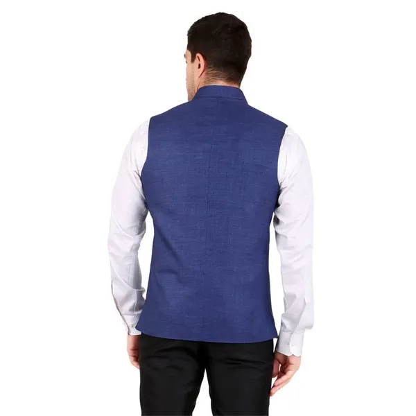 Gracyshade_Men’S_Nehru/Modi_Jacket_(Waistcoat)_Along-With_Inner_Pocket_-_Premium_Jute_Fabric_Lining,_Stylish_Sleeveless_Regular_Fit_Waistcoat_For_Festive,_Casual,_Or_Occasional_-_Blue_-_34