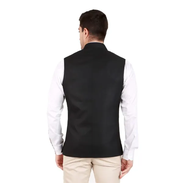 Gracyshade_Men’S_Nehru/Modi_Jacket_(Waistcoat)_Along-With_Inner_Pocket_-_Premium_Jute_Fabric_Lining,_Stylish_Sleeveless_Regular_Fit_Waistcoat_For_Festive,_Casual,_Or_Occasional_-_Black_-_34