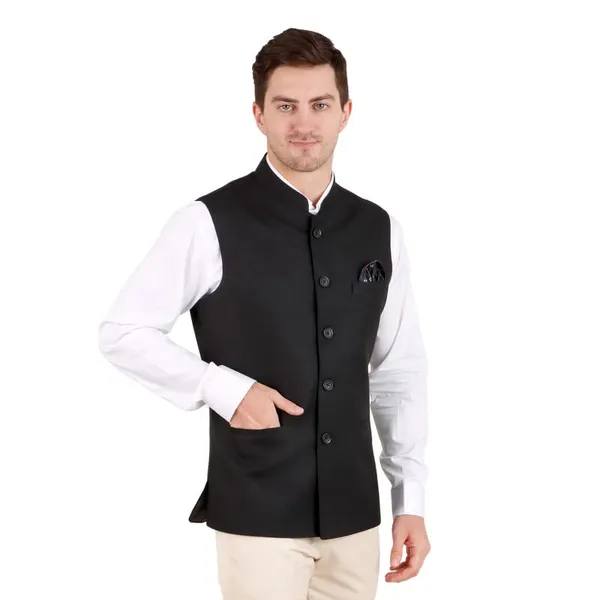 Gracyshade_Men’S_Nehru/Modi_Jacket_(Waistcoat)_Along-With_Inner_Pocket_-_Premium_Jute_Fabric_Lining,_Stylish_Sleeveless_Regular_Fit_Waistcoat_For_Festive,_Casual,_Or_Occasional_-_Black_-_34