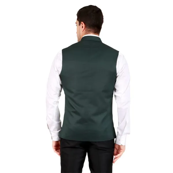 Gracyshade_Men’S_Nehru/Modi_Jacket_(Waistcoat)_Along-With_Inner_Pocket_-_Premium_Cotton_Fabric_With_Polyester_Lining,_Sleeveless_Regular_Fit_For_Festivals_And_Casuals_-_Dark_Bottle_Green_-_34