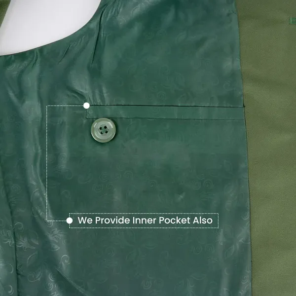 Gracyshade_Men’S_Nehru/Modi_Jacket_(Waistcoat)_Along-With_Inner_Pocket_-_Premium_Cotton_Fabric_With_Polyester_Lining,_Sleeveless_Regular_Fit_For_Festivals_And_Casuals_-_Olive_Green_-_34