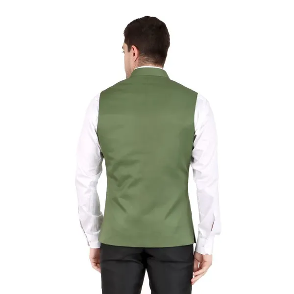 Gracyshade_Men’S_Nehru/Modi_Jacket_(Waistcoat)_Along-With_Inner_Pocket_-_Premium_Cotton_Fabric_With_Polyester_Lining,_Sleeveless_Regular_Fit_For_Festivals_And_Casuals_-_Olive_Green_-_34