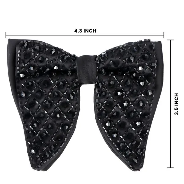 Gracyshade_Butterfly_Men'S_Pre-Tied_Designer_Embroidered_Bow_Tie_With_Adjustable_Length_Stylish_Tuxedo_Accessory_For_Formal_Events,_Weddings,_Parties_And_More_(Crystal_Black)