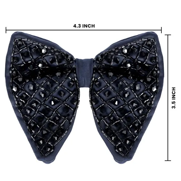 Gracyshade_Butterfly_Men'S_Pre-Tied_Designer_Embroidered_Bow_Tie_With_Adjustable_Length_Stylish_Tuxedo_Accessory_For_Formal_Events,_Weddings,_Parties_And_More_(Crystal_Navy_Blue)