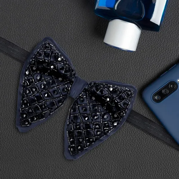 Gracyshade_Butterfly_Men'S_Pre-Tied_Designer_Embroidered_Bow_Tie_With_Adjustable_Length_Stylish_Tuxedo_Accessory_For_Formal_Events,_Weddings,_Parties_And_More_(Crystal_Navy_Blue)