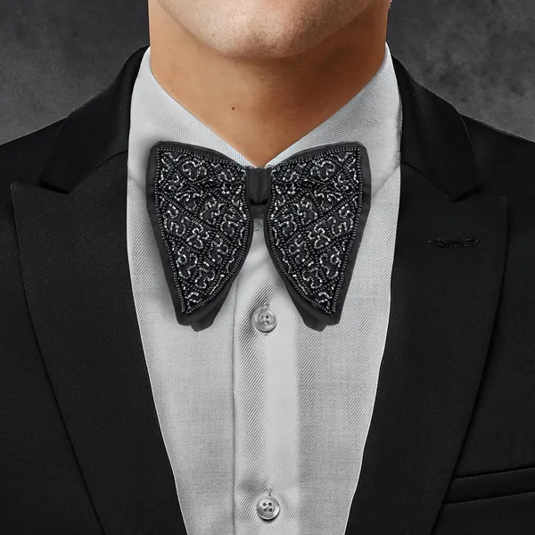 Gracyshade_Butterfly_Men'S_Pre-Tied_Designer_Embroidered_Bow_Tie_With_Adjustable_Length_Stylish_Tuxedo_Accessory_For_Formal_Events,_Weddings,_Parties_And_More_(Urban_Black)