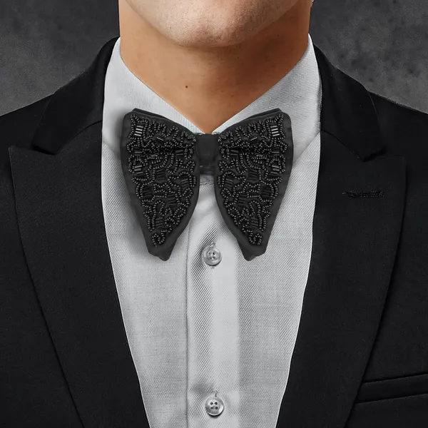 Gracyshade_Butterfly_Men'S_Pre-Tied_Designer_Embroidered_Bow_Tie_With_Adjustable_Length_Stylish_Tuxedo_Accessory_For_Formal_Events,_Weddings,_Parties_And_More_(Sparkle_Black)