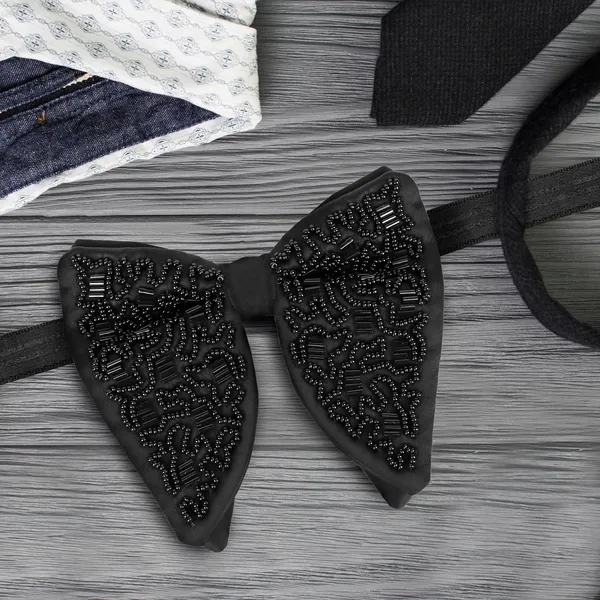Gracyshade_Butterfly_Men'S_Pre-Tied_Designer_Embroidered_Bow_Tie_With_Adjustable_Length_Stylish_Tuxedo_Accessory_For_Formal_Events,_Weddings,_Parties_And_More_(Sparkle_Black)