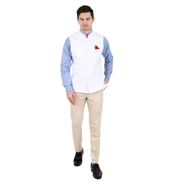 Gracyshade_Men’S_Nehru/Modi_Jacket_(Waistcoat)_Along-With_Inner_Pocket_-_Premium_Cotton_Fabric_With_Polyester_Lining,_Sleeveless_Regular_Fit_For_Festivals_And_Casuals_-_White_-_34