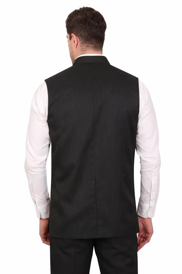 Gracyshade_Men’S_Formal_Pinstripe_Nehru_Jacket_|_Premium_Modi_Waistcoat_Bandhgala_Regular_Fit_With_Polyester_Lining_&_Inner_Pocket_For_Office,_Business,_Party_&_Wedding_(Black,_34)