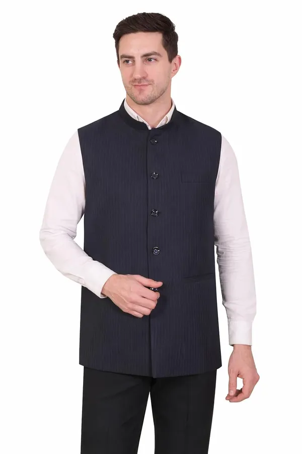 Gracyshade_Men’S_Formal_Pinstripe_Nehru_Jacket_|_Premium_Modi_Waistcoat_Bandhgala_Regular_Fit_With_Polyester_Lining_&_Inner_Pocket_For_Office,_Business,_Party_&_Wedding_(Dark_Blue,_34)