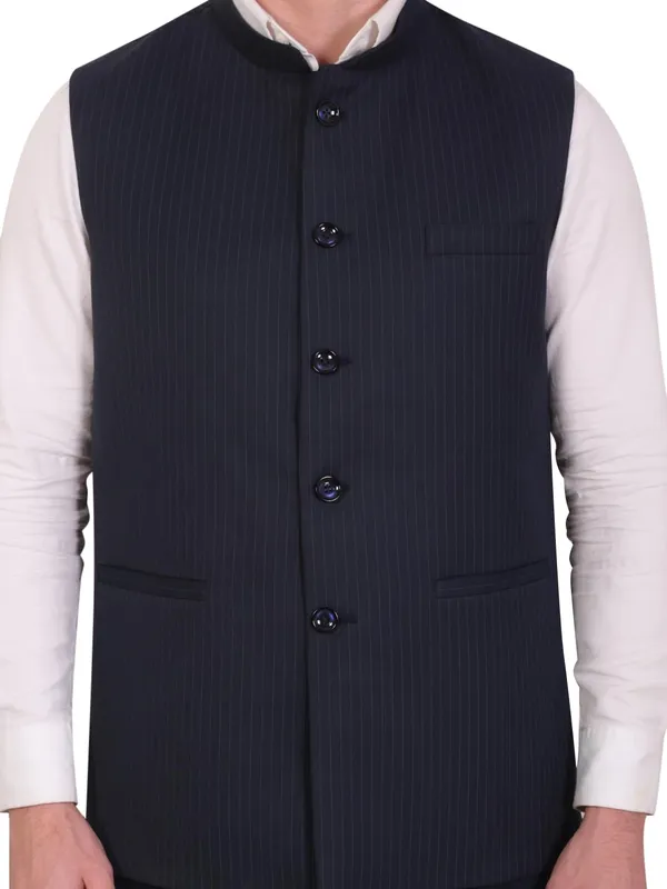 Gracyshade_Men’S_Formal_Pinstripe_Nehru_Jacket_|_Premium_Modi_Waistcoat_Bandhgala_Regular_Fit_With_Polyester_Lining_&_Inner_Pocket_For_Office,_Business,_Party_&_Wedding_(Dark_Blue,_34)