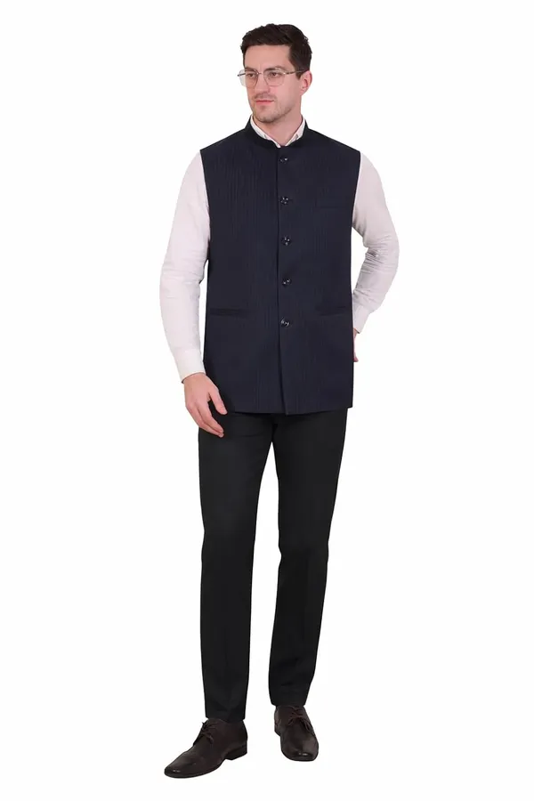 Gracyshade_Men’S_Formal_Pinstripe_Nehru_Jacket_|_Premium_Modi_Waistcoat_Bandhgala_Regular_Fit_With_Polyester_Lining_&_Inner_Pocket_For_Office,_Business,_Party_&_Wedding_(Dark_Blue,_34)