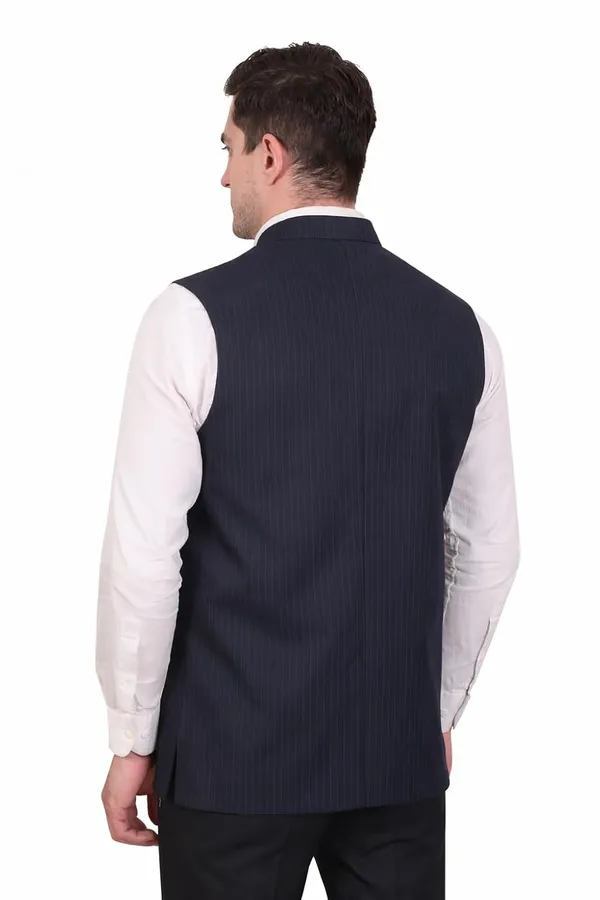 Gracyshade_Men’S_Formal_Pinstripe_Nehru_Jacket_|_Premium_Modi_Waistcoat_Bandhgala_Regular_Fit_With_Polyester_Lining_&_Inner_Pocket_For_Office,_Business,_Party_&_Wedding_(Dark_Blue,_34)