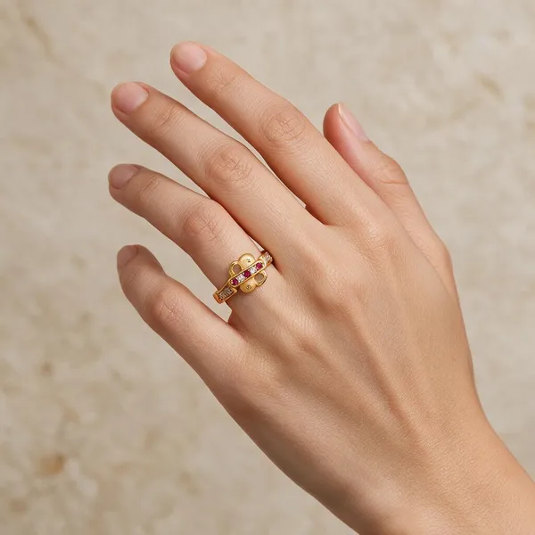 Premium_Gold_Plated__Pink_Stone_Embellished_Ring_For_Women