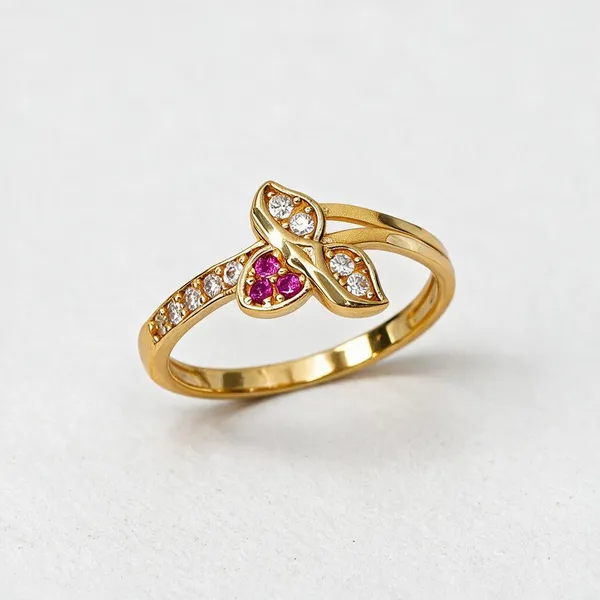 Premium_Gold_Plated__Floral_Stone_Ring_For_Women