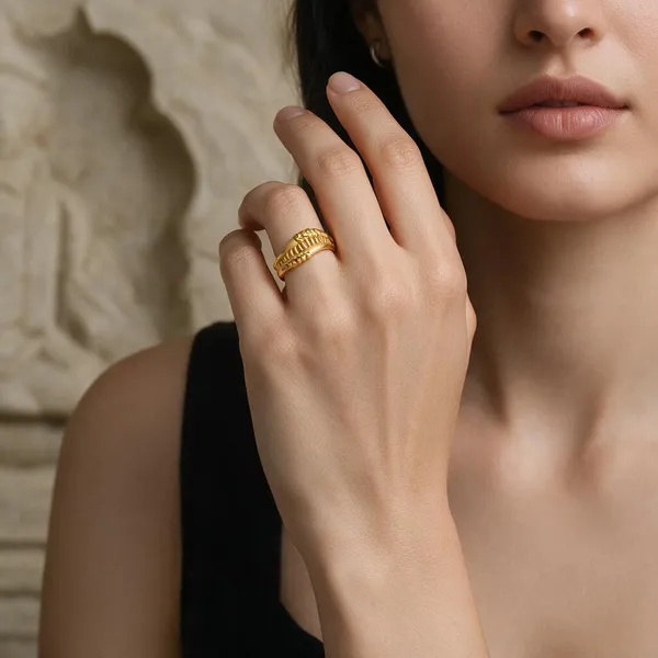 Premium_Gold_Plated__Fishbone_Design_Ring_For_Women