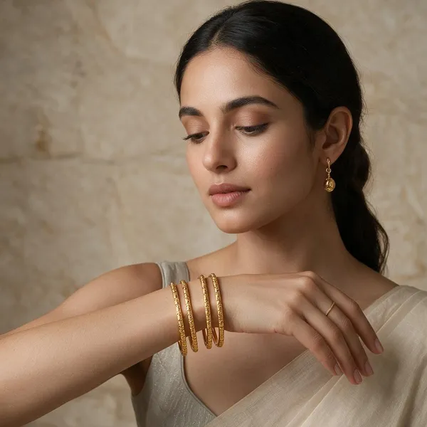 Premium_Gold_Plated__Textured_Bangle_Set_Of_4_For_Women