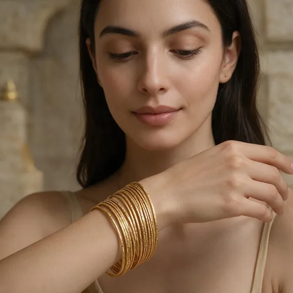 Premium_Gold_Plated__Textured_Bangle_Set_For_Women