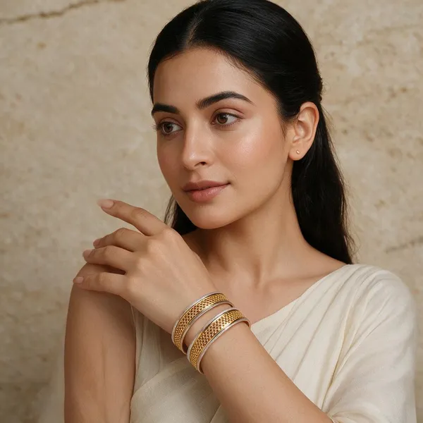 Gold_Silver_Brass_Dual-Tone_Textured_Bangle_Set_Of_2_For_Women