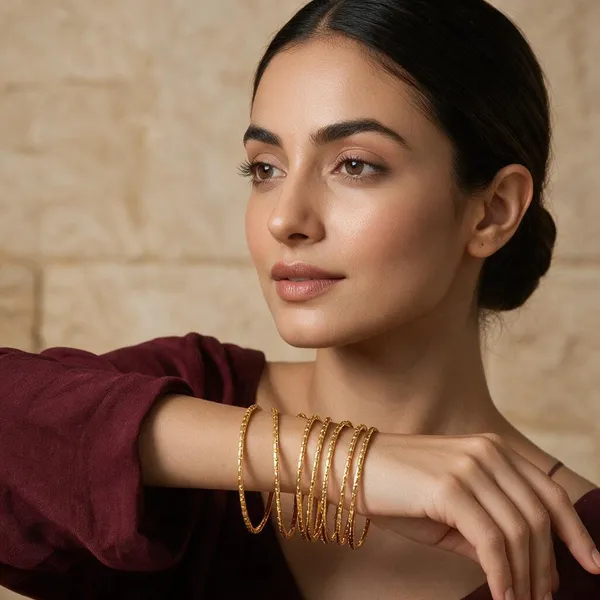 Premium_Gold_Plated__Textured_Bangle_Set_Of_8_For_Women