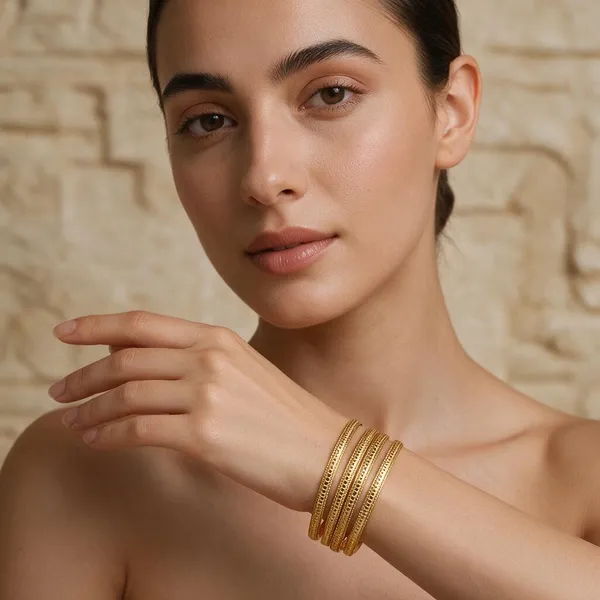 Premium_Gold_Plated__Textured_Bangle_Set_Of_4_For_Women