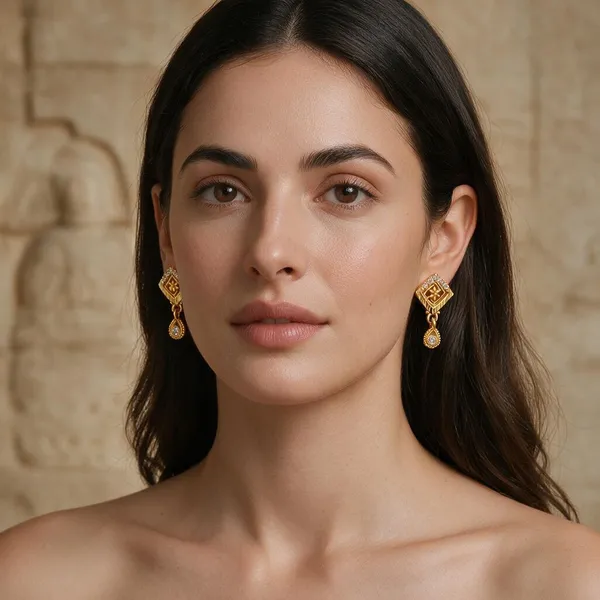 Premium_Gold_Plated__Floral_Drop_Earrings_For_Women