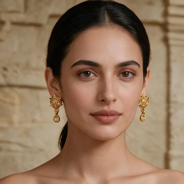 Premium_Gold_Plated__Floral_Crystal_Drop_Earrings_For_Women
